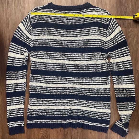 Gant Rugger Men's The Slubber Sweater Blue Off White stripe knit medium. Striped - Picture 13 of 16